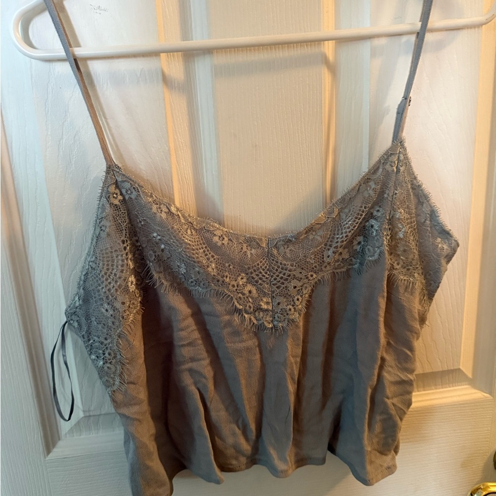 Lace Trim Gray Women's Top